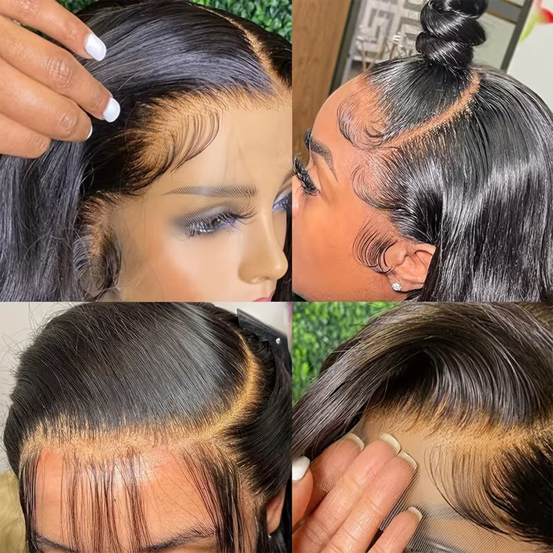 200% Density, 28-Inch Long Straight Lace Front Wigs with a 13X4 HD Transparent Black Lace.