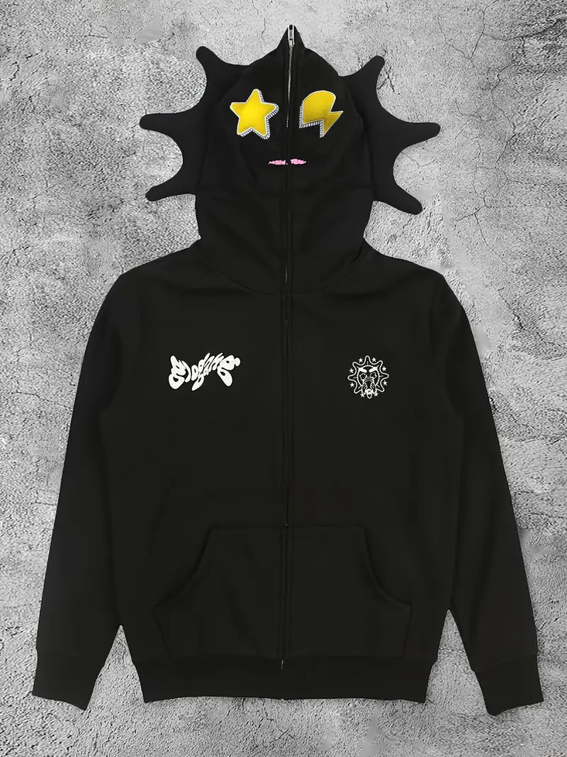 Y2k black graphic hoodie for women