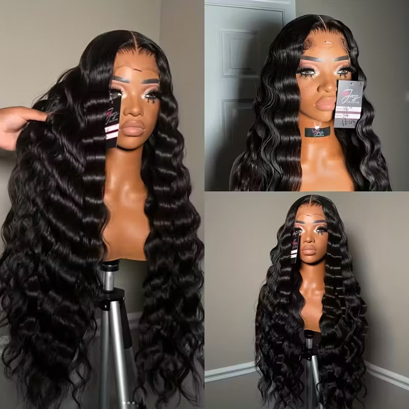 28-Inch Black Deep Wave hair wig