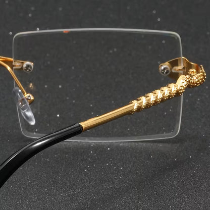 1 Pair of Men's Metal Rectangular Frameless glasses