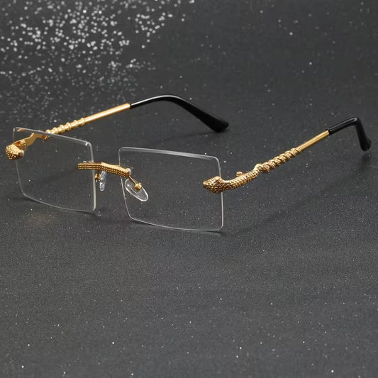 1 Pair of Men's Metal Rectangular Frameless glasses