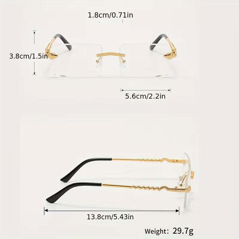 1 Pair of Men's Metal Rectangular Frameless glasses