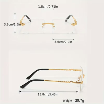 1 Pair of Men's Metal Rectangular Frameless glasses