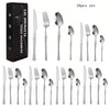 24pcs Stainless Steel Slim Hammered Cutlery Set with Storage Box
