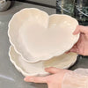 2pcs Set, 8.2-Inch Ceramic Heart-Shaped Plate
