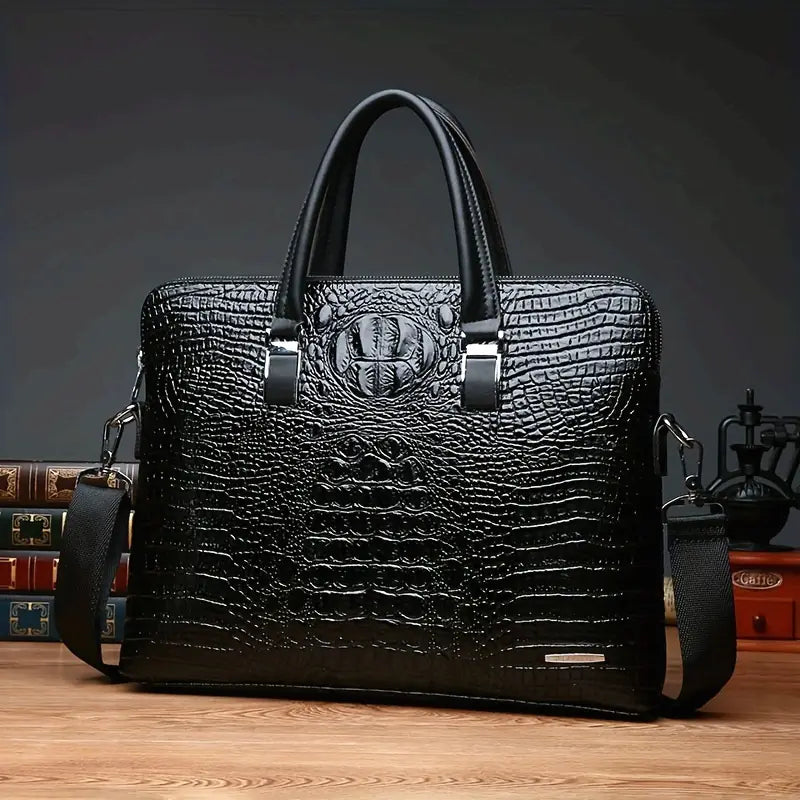 Men's luxury crocodile emboss laptop bag