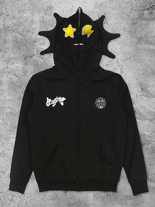 Y2k black graphic hoodie for women