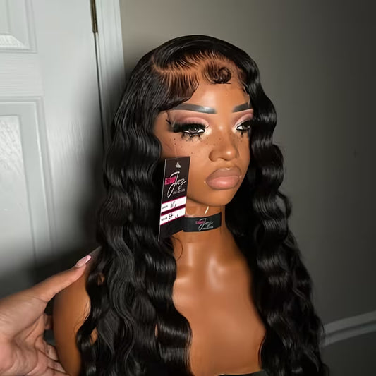 28-Inch Black Deep Wave hair wig