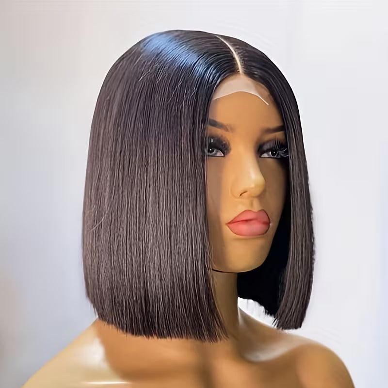 Women's Glueless Lace Front Human Hair Wig - 4x4 Straight Bob Style