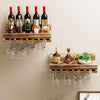 Wooden Wall Shelf for wine and glass (Bottle holder)