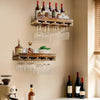 Wooden Wall Shelf for wine and glass (Bottle holder)